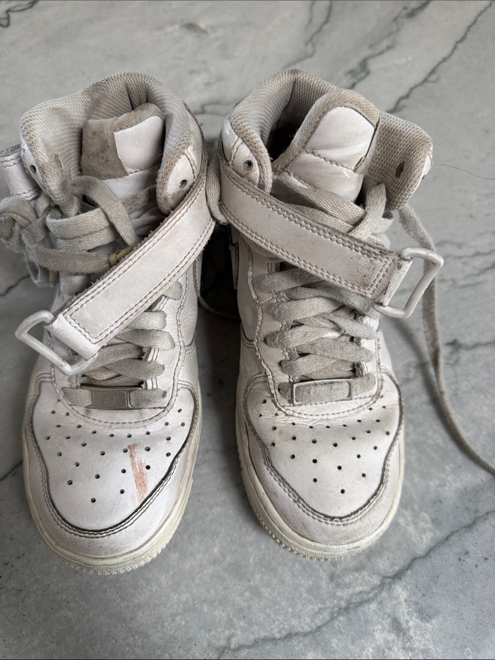Nike Kids White High-Top Sneakers with Strap and Laces